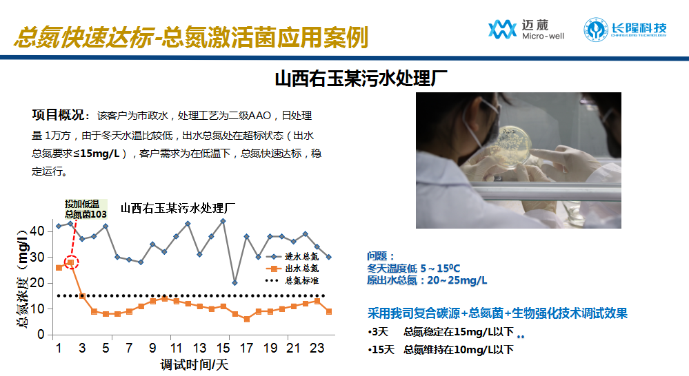 低溫總氮激活菌應用案例